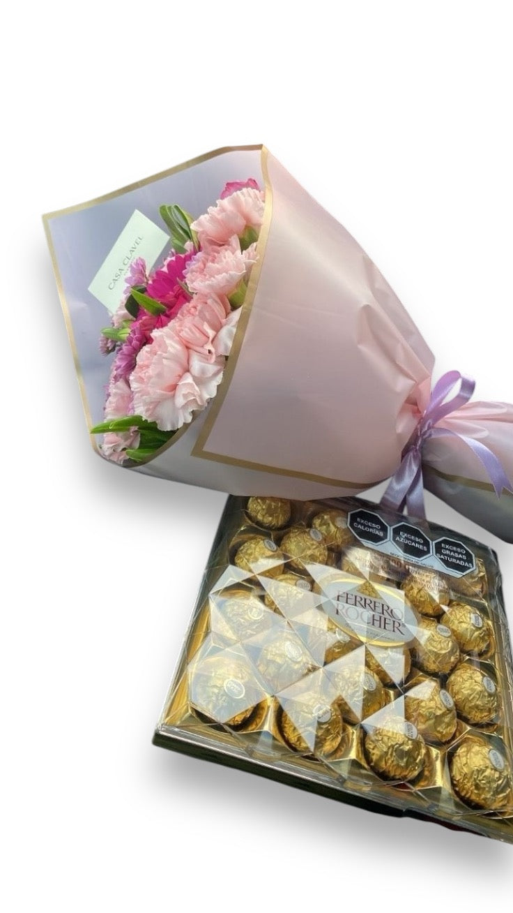 20 flowers with box ferrero rocher